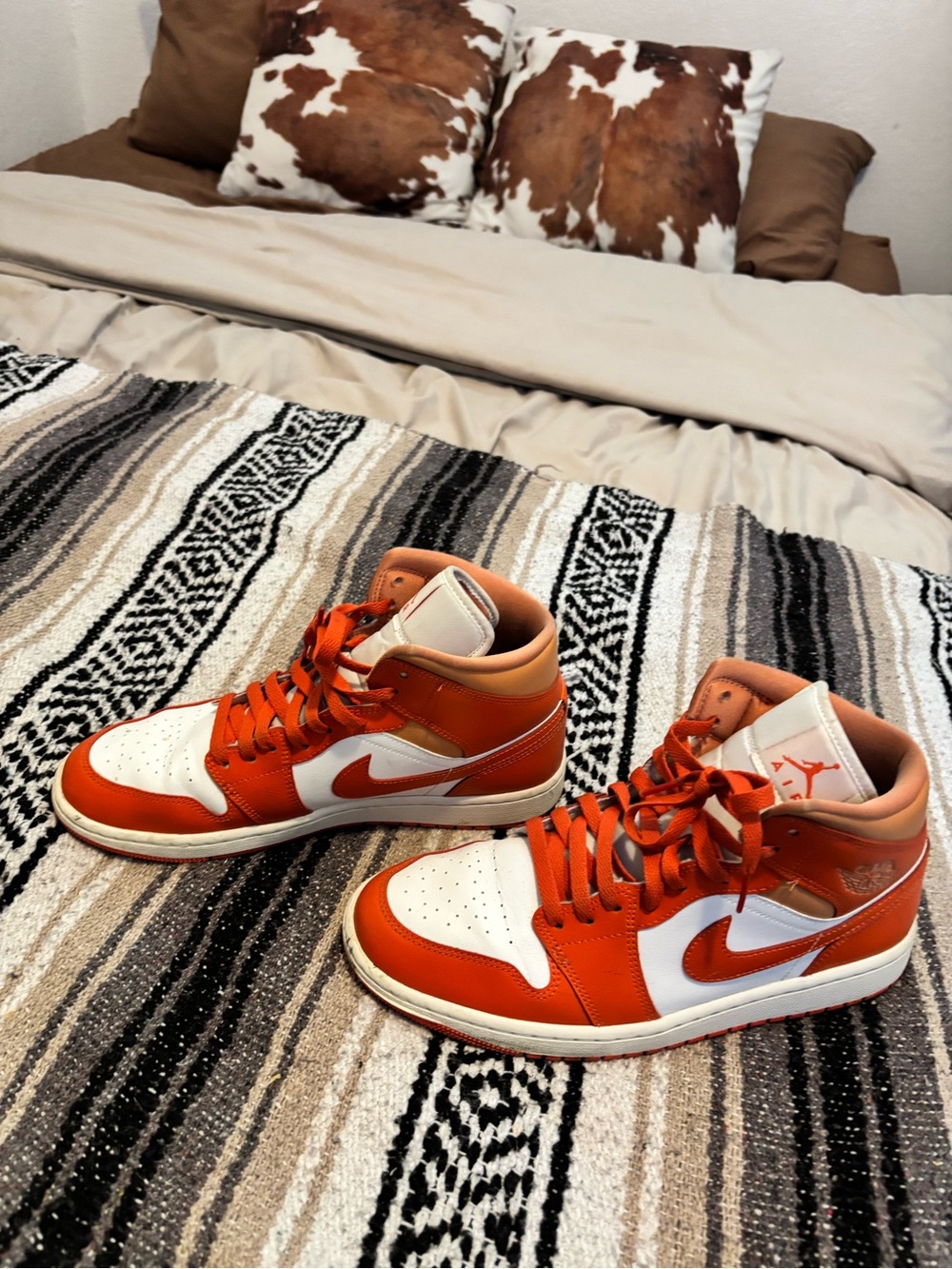 Jordan Men’s Orange and White High-Top Sneakers